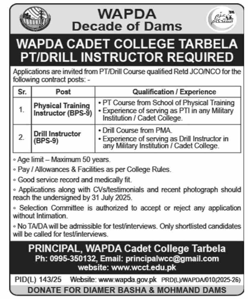 Wapda Tarbela Tender Notice